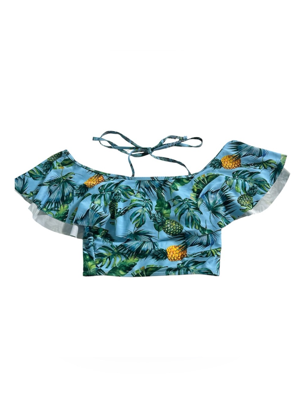 Women’s Blue Tropical Pineapple Off-Shoulder swimsuit